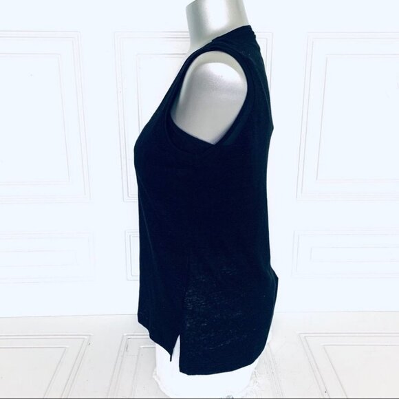 NWT BANANA REPUBLIC BLACK  ROUND NECK LINEN TOP WOMEN SIZE XS - Picture 6 of 7